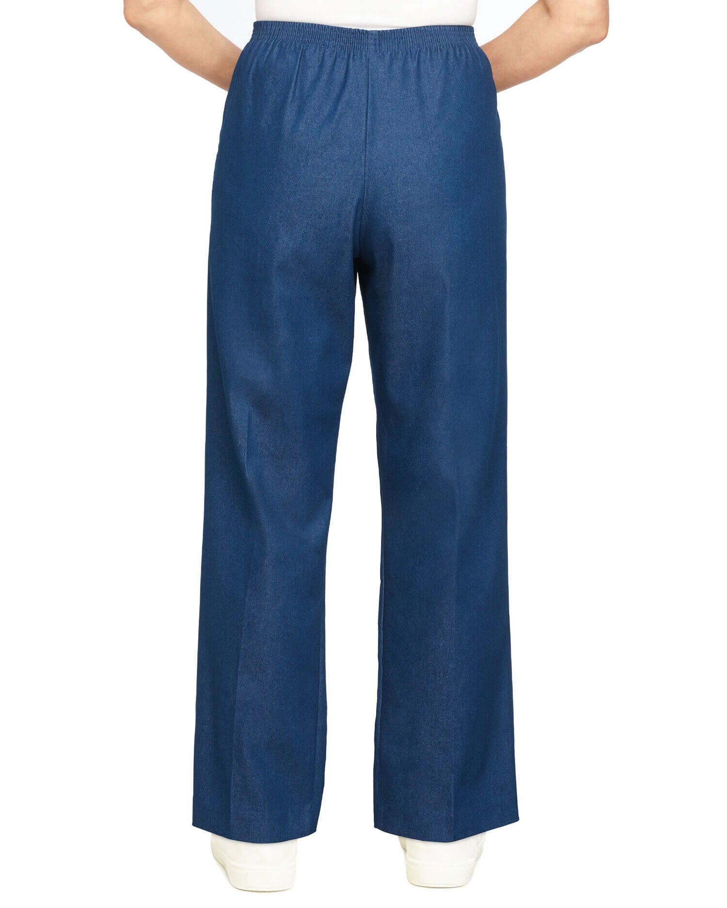 Alfred Dunner Classic Pull On Denim Proportioned Straight Leg With Elastic Waistband Pants Blair