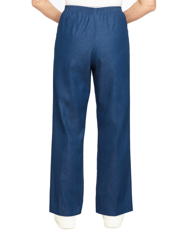 Alfred Dunner Classic Pull-On Denim Proportioned Straight Leg With Elastic Waistband Pants image number 3