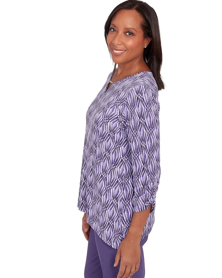 Alfred Dunner® Charm School Monotone Diamond Print Top image number 4