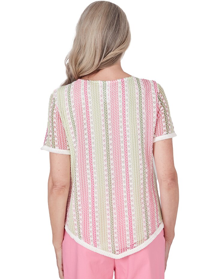 Alfred Dunner® Miami Beach Vertical Striped Top with Necklace image number 2