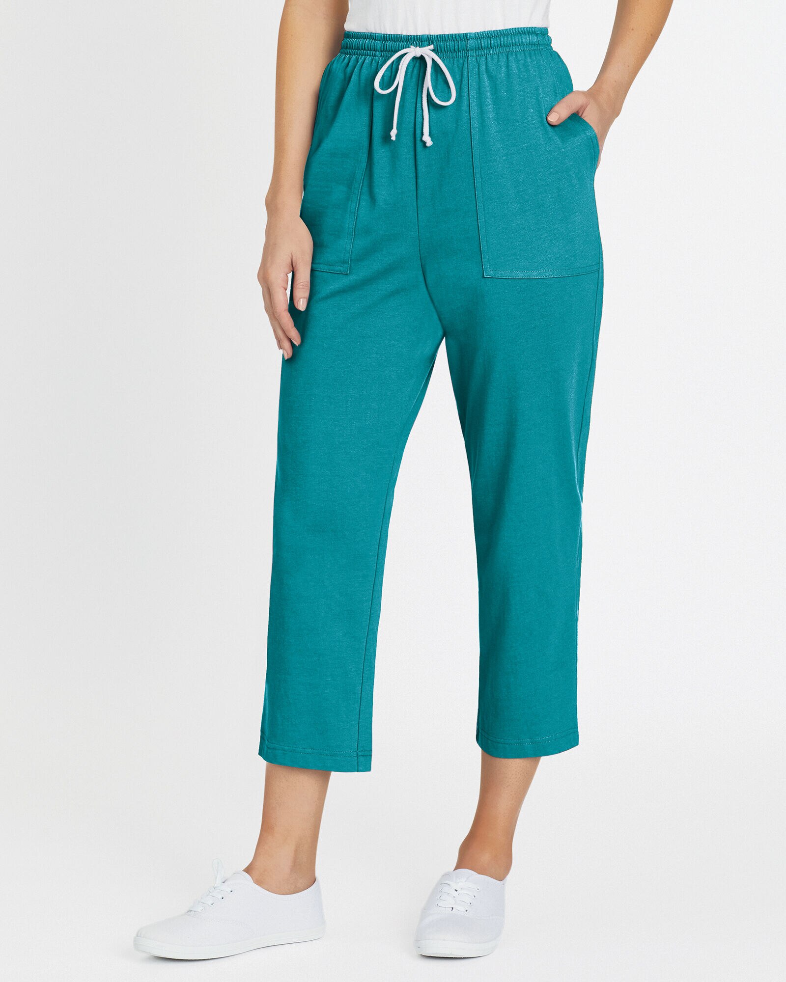 Pull On Knit Drawstring Sport Capris