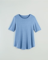 Essential Knit Elbow-Sleeve Curved-Hem Tunic thumbnail number 1