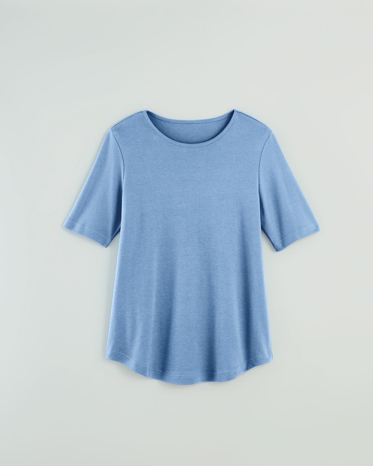 Essential Knit Elbow-Sleeve Curved-Hem Tunic image number 1