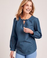 Lightweight Denim Popover Top thumbnail number 4