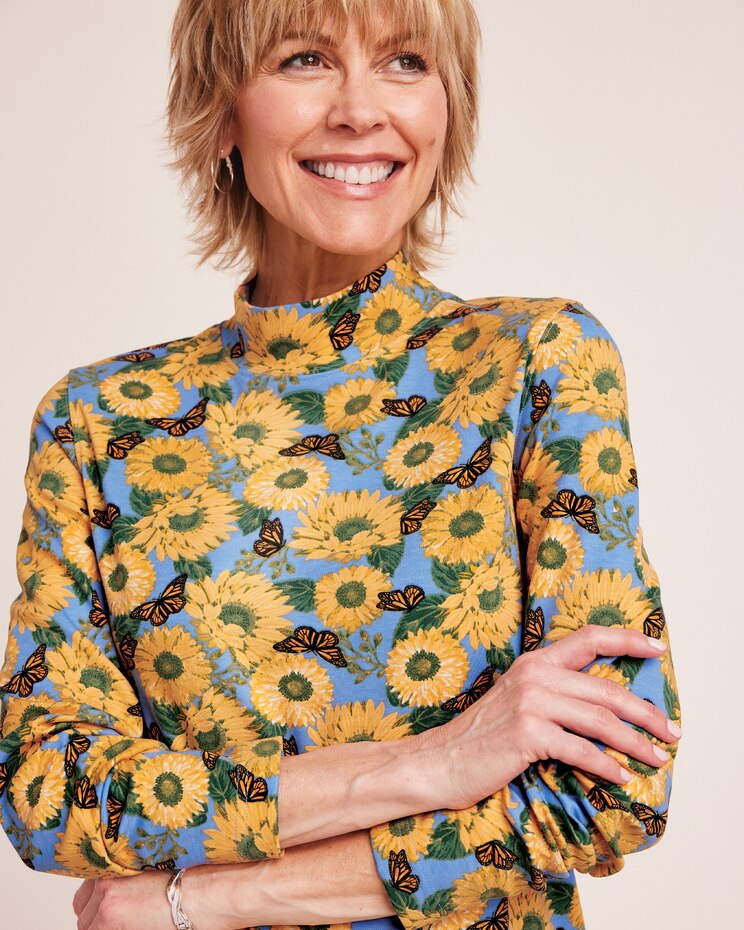 Essential Knit Patterned Mock Top image number 3