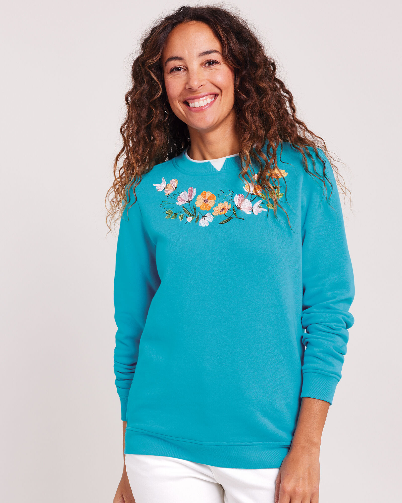 Women's petite embroidered sales sweatshirts