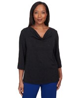 Alfred Dunner® Downtown Vibe Shimmery Cowl Neck Top thumbnail number 1