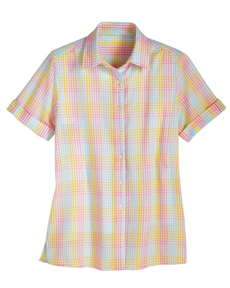 Haband Women’s Button Front Seersucker Shirt image number 1