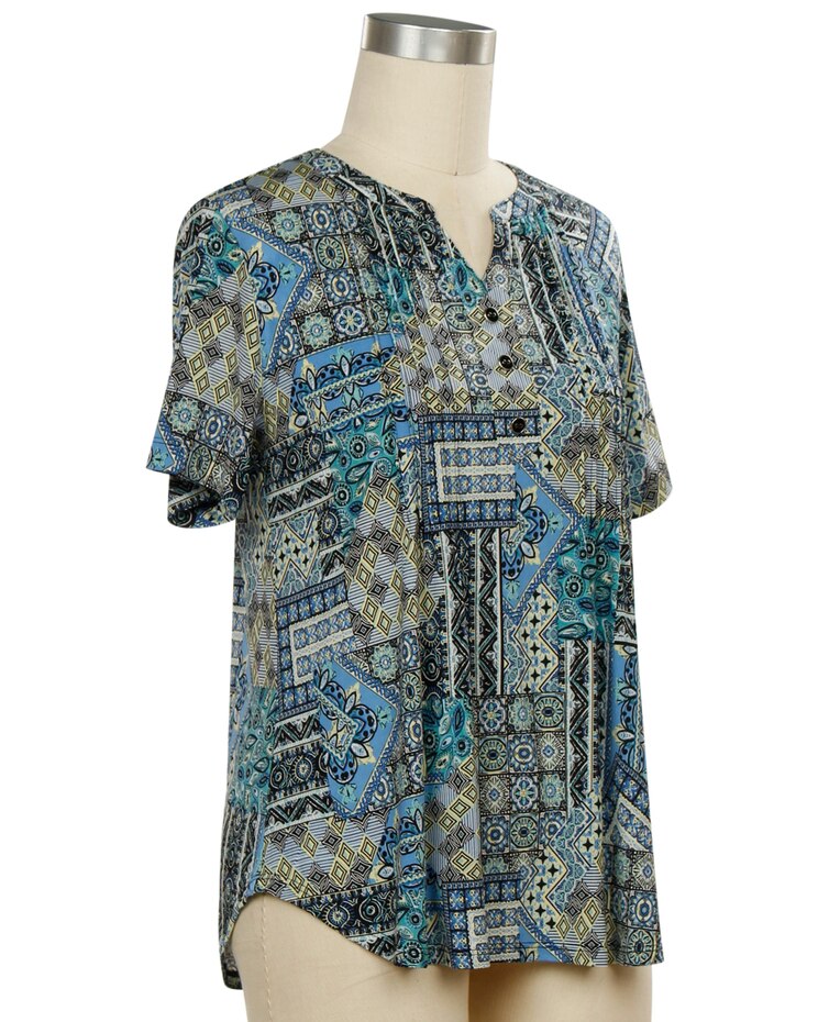 Links Crossroads Short Sleeve Patch Print Top image number 1
