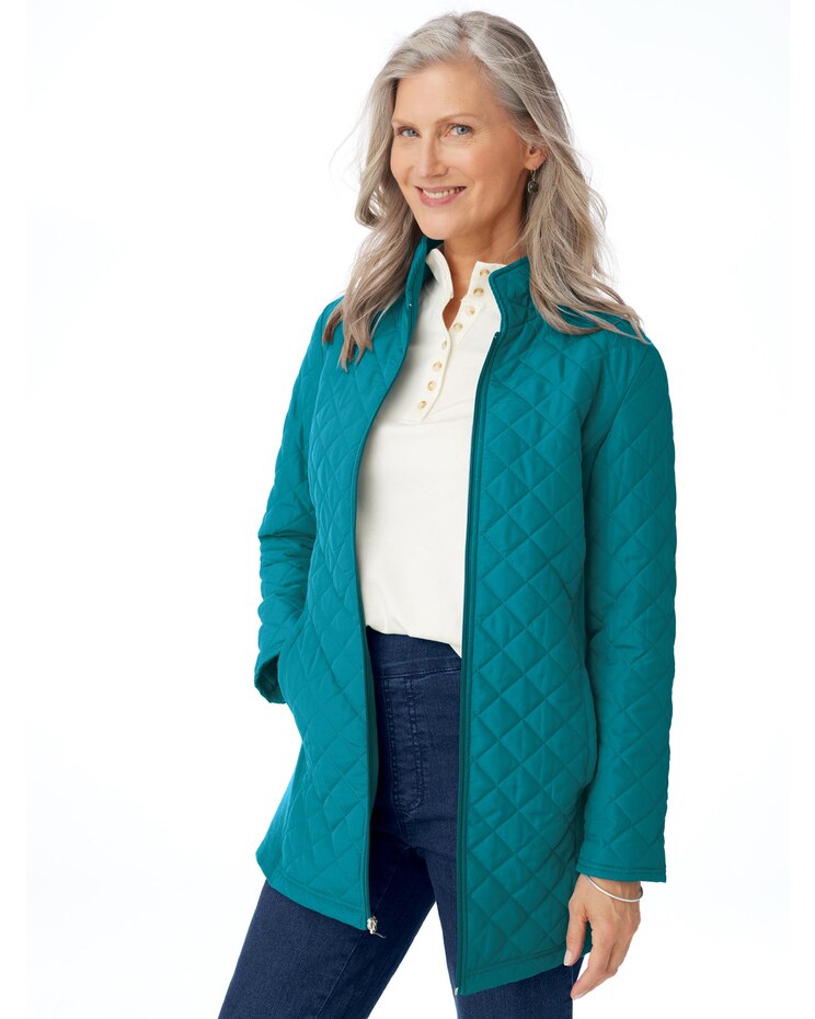 Diamond-Quilted Insulated Jacket image number 1
