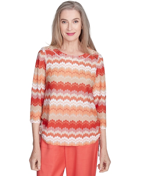 Alfred Dunner® Catalina Island Modern Chevron Drawstring Top