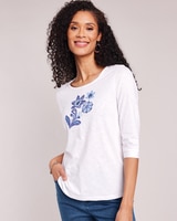 Slub Knit Embroidered Top thumbnail number 1