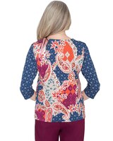 Alfred Dunner® Classics Paisley Patchwork Knotted Crew Neck Top thumbnail number 2