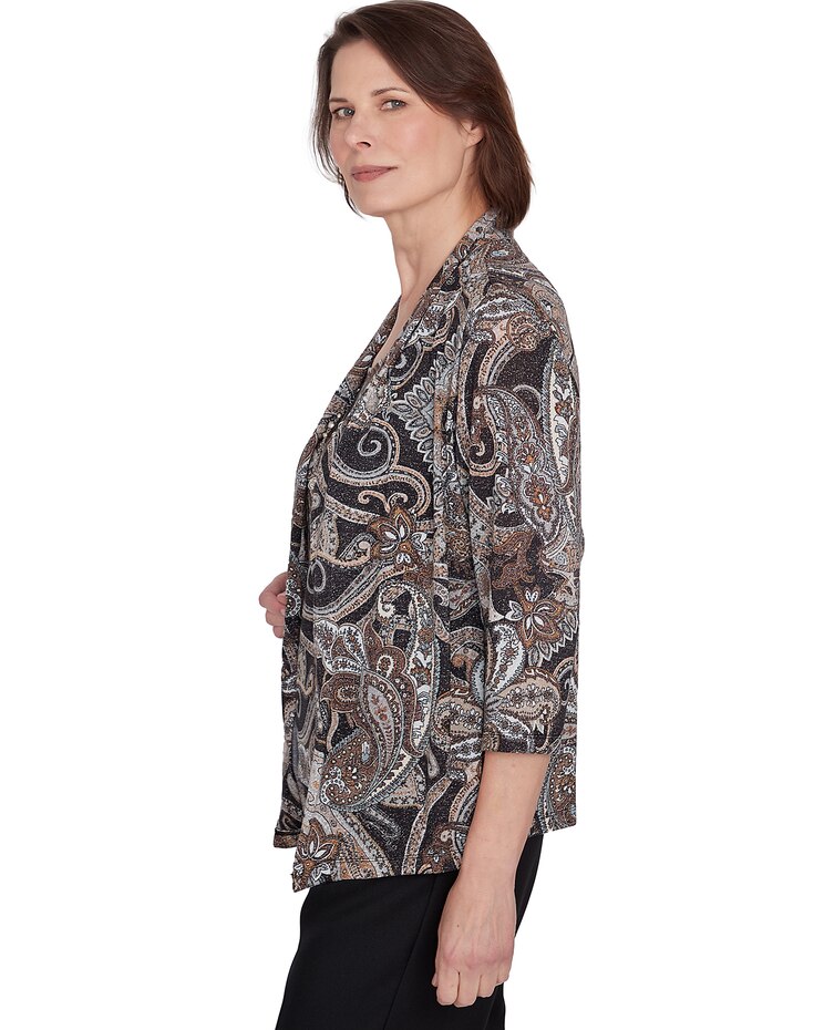 Alfred Dunner® Classics Metallic Paisley Two in One Top image number 4
