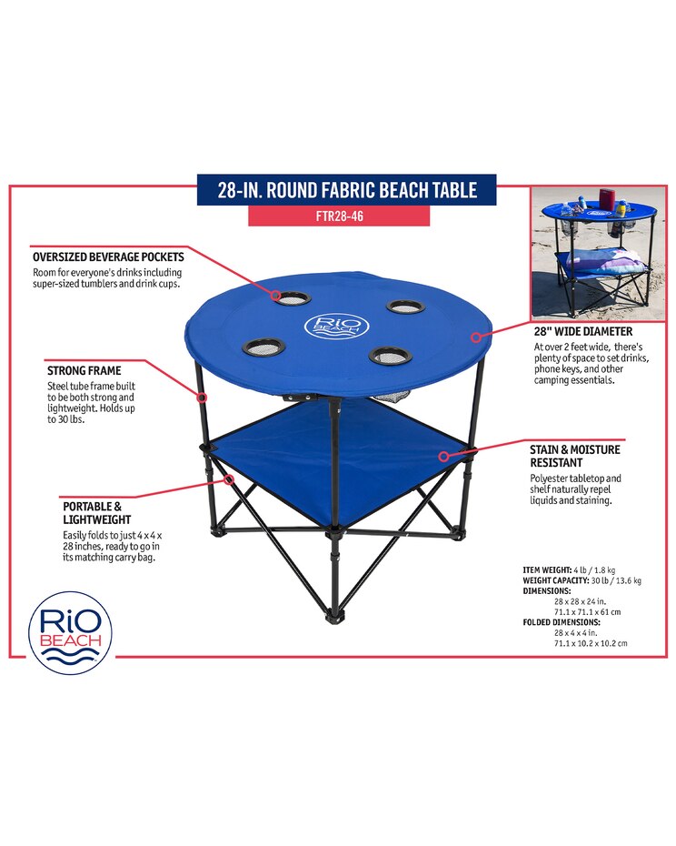 Camp & Go 28" Round Folding Portable Table image number 5