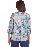 Alfred Dunner® French Quarter Watercolor Floral Melange Top With Pockets thumbnail number 2