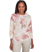 Alfred Dunner® Coming Up Roses Crew Neck Floral Long Sleeve Sweater thumbnail number 1