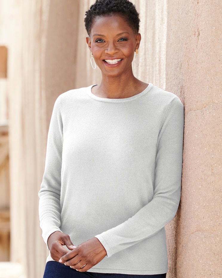 Soft Spun™ Acrylic Long Sleeve Jewel Neck Sweater image number 1