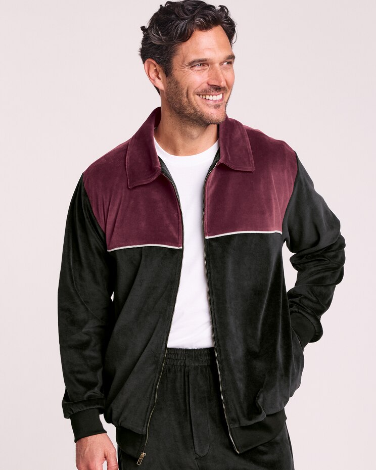 John Blair® Velour Colorblock Jacket image number 1