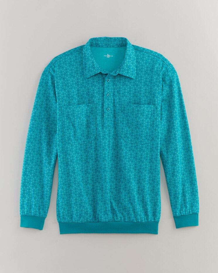 John Blair Long-Sleeve Banded-Bottom Polo image number 1