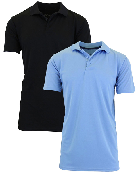 Galaxy By Harvic Men's Tagless Dry-Fit Moisture-Wicking Polo Shirt- 2 Pack