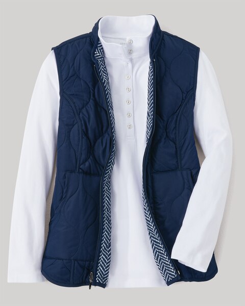 Reversible Herringbone-Print Vest