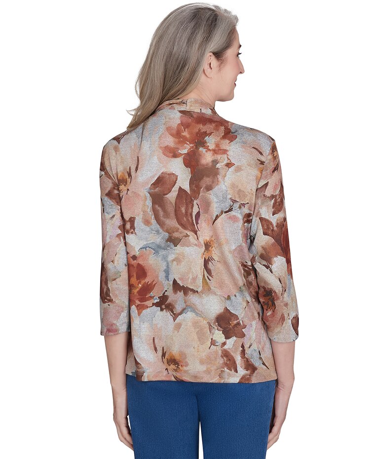 Alfred Dunner® Classics Watercolor Floral Melange Two in One Top image number 5