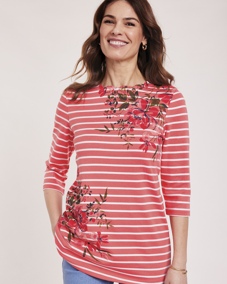Essential Knit Floral Stripe Tunic image number 1