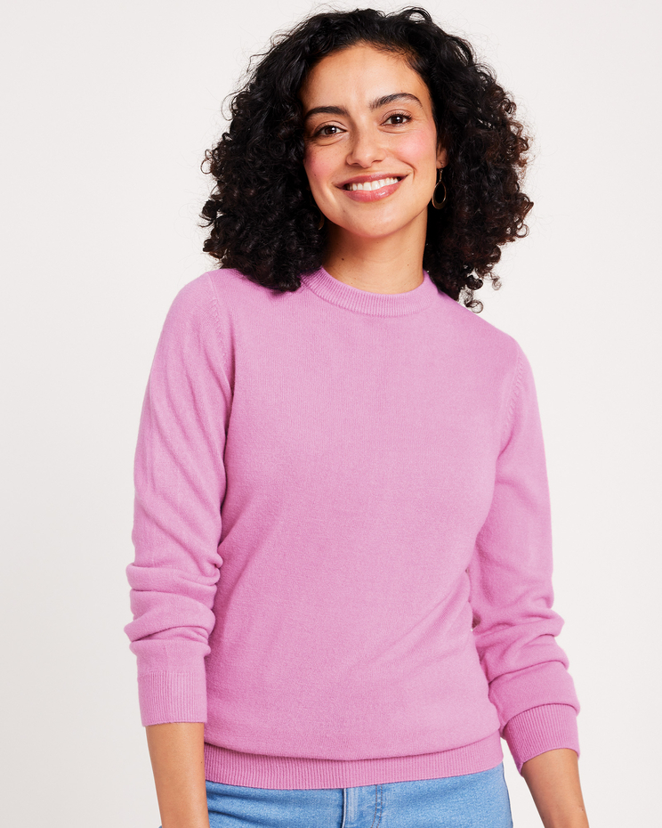 Long-Sleeve Cashmere-Like Crewneck Sweater image number 1