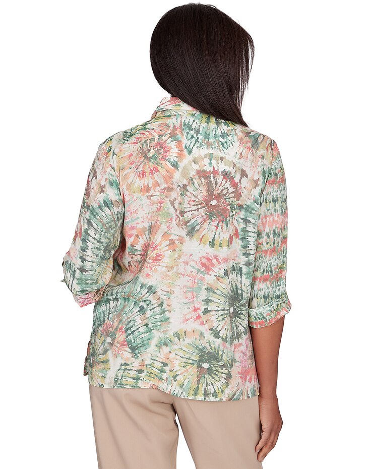 Alfred Dunner® Tuscan Sunset Sunset Tie Dye Button Down Blouse image number 2