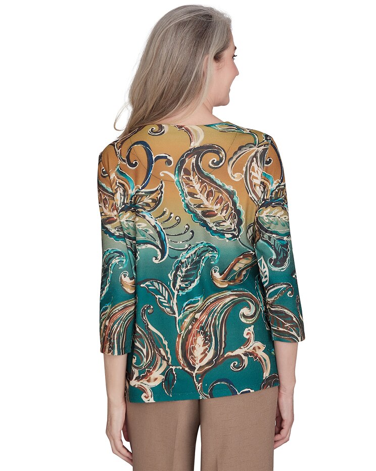 Alfred Dunner® Emerald Isle Paisley Ombre Top image number 2