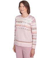 Alfred Dunner® Telluride Floral Embroidered Fairisle Sweater thumbnail number 3
