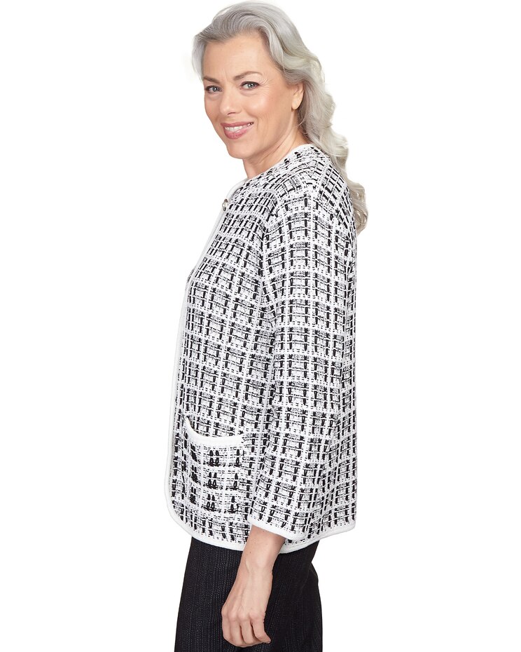Alfred Dunner® World Traveler Knit Texture Jacket With Pearl Buttons image number 4