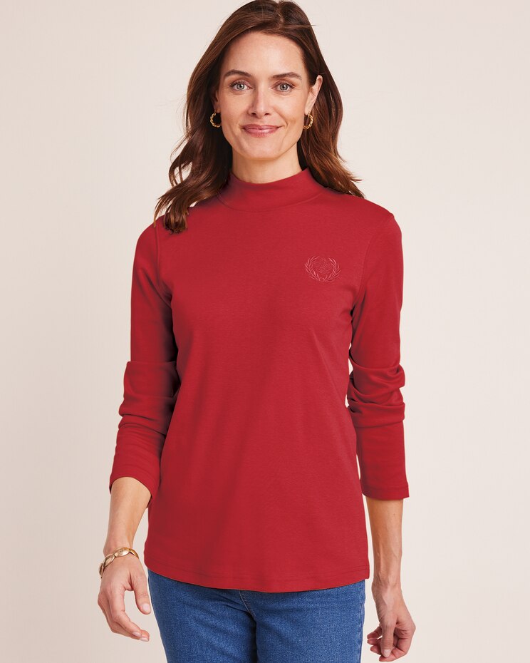 Essential Knit Long Sleeve Mock Top image number 1