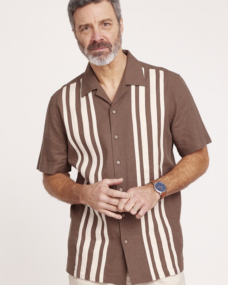 John Blair® Linen Blend Colorblock Shirt image number 1