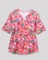 Hibiscus-Print Notch-Neck Tee thumbnail number 2