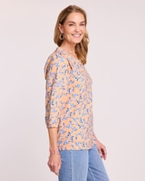 Slub Knit Keyhole Peasant Top thumbnail number 2