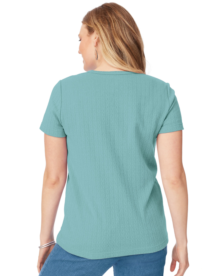 Short Sleeve Pointelle Henley Top image number 3