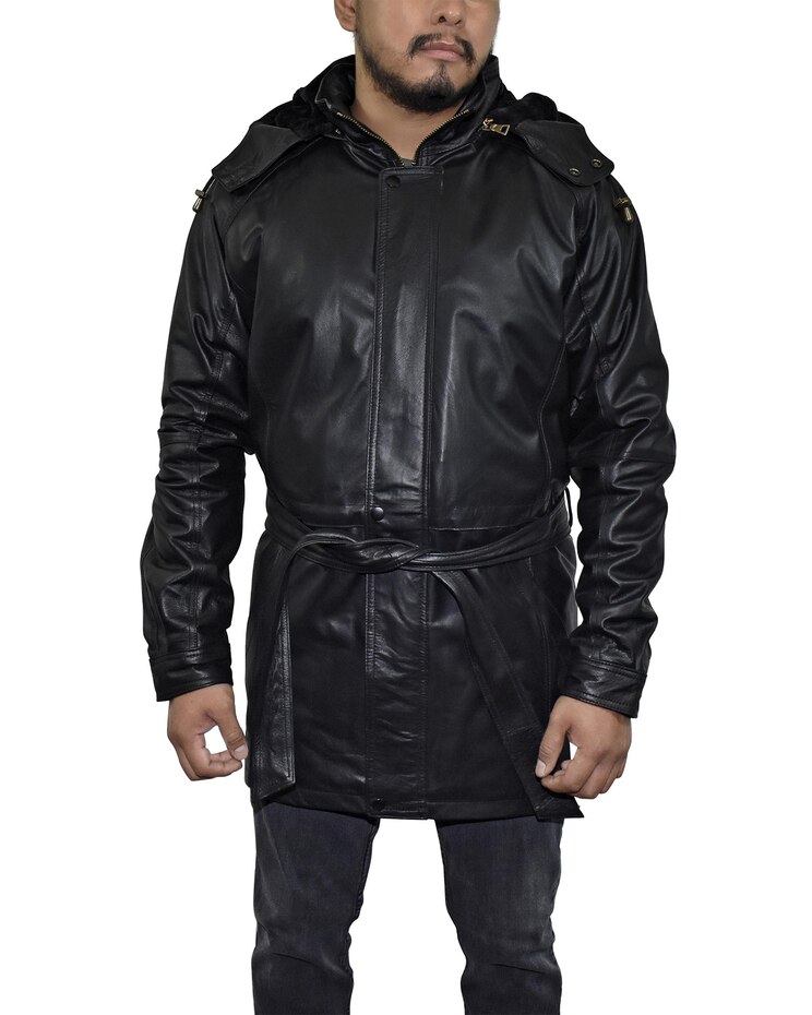 Victory 3/4 Length Genuine Leather Coat w/Removable Hood image number 1