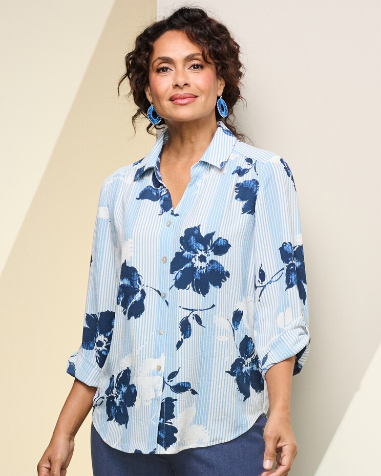 CL Stripe Floral Shirt by Alfred Dunner image number 1