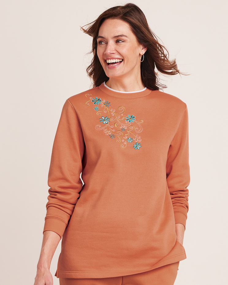 Better-Than-Basic Embroidered Tunic Sweatshirt image number 1