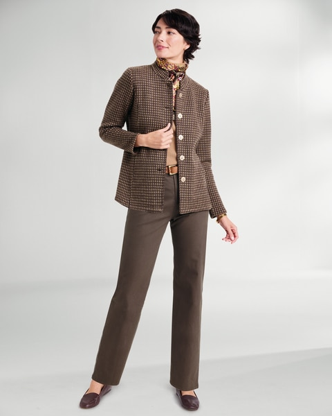 Boiled-Wool Mini Houndstooth Jacket