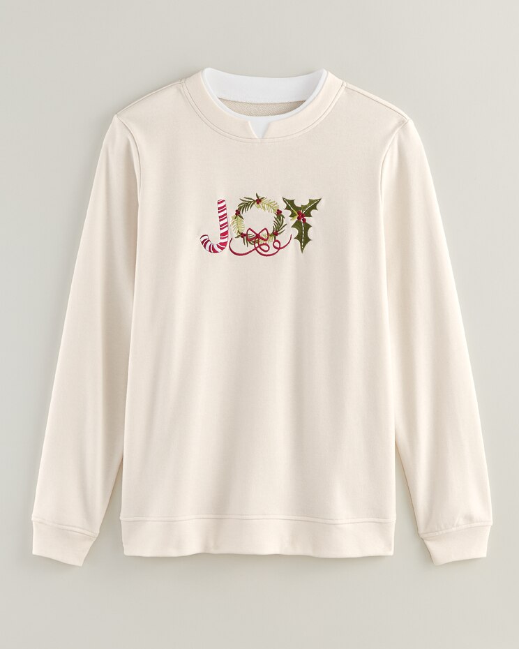 Haband Women’s Embroidered Fleece Sweatshirt image number 1