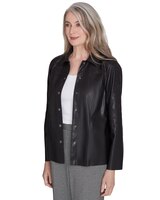 Alfred Dunner® Runway Ready Floral Embroidered Faux Leather Jacket thumbnail number 3