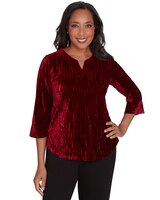 Alfred Dunner® Runway Ready Crushed Velvet Beaded Split Neck Top thumbnail number 1