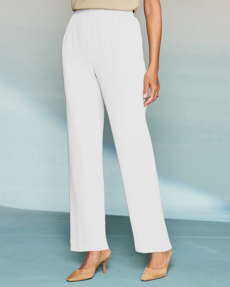 Textured Stretch Crepe Straight Leg Pull-On Pants image number 1