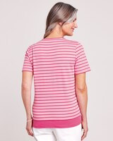 Essential Knit Striped Layered Look Top thumbnail number 3