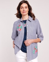Three-Quarter Sleeve Embroidered Button-Front Twinset thumbnail number 1