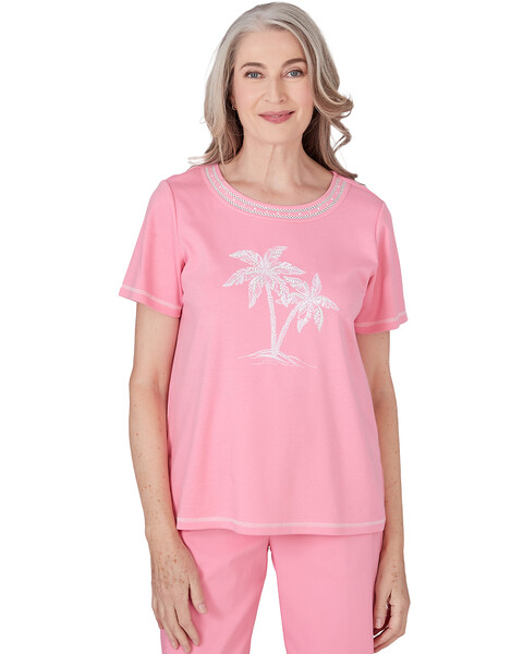 Alfred Dunner® Miami Beach Embroidered Palm Tree Short Sleeve Top