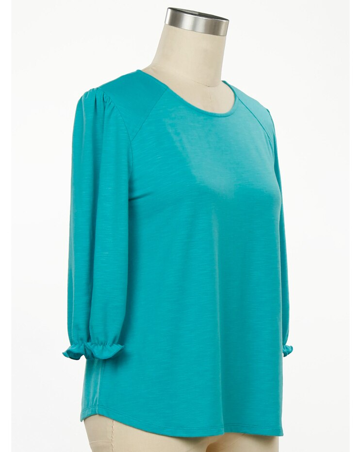 N Touch Carried Away 3/4 Sleeve Solid Slub Top image number 1